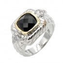 Two-Tone Plated Toapz CZ Rings. Size 9