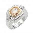 Two-Tone Plated Toapz CZ Rings. Size 9