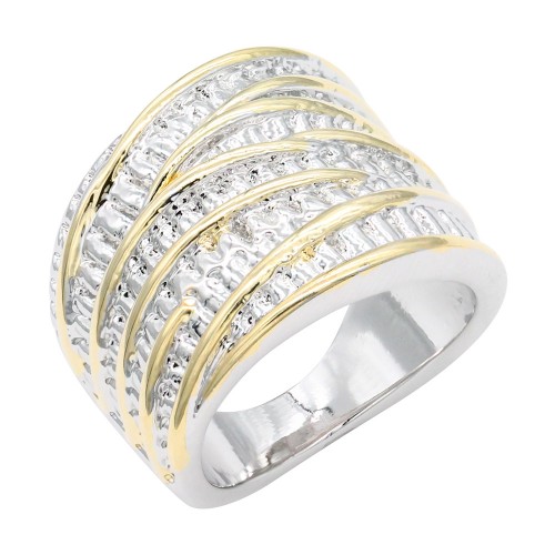 Two-Tone Plated Clear CZ Rings. Size 9