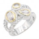 Two-Tone Plated Multi CZ Rings. Size 9