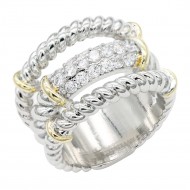 Two-Tone Plated Clear CZ Rings. Size 9