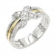 Two-Tone Plated Clear CZ Rings. Size 9
