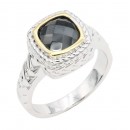 Two-Tone Plated Black CZ Rings. Size 9