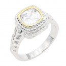 Two-Tone Plated Clear CZ Rings. Size 9