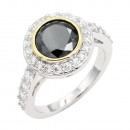 Two-Tone Plated Clear CZ Rings. Size 9