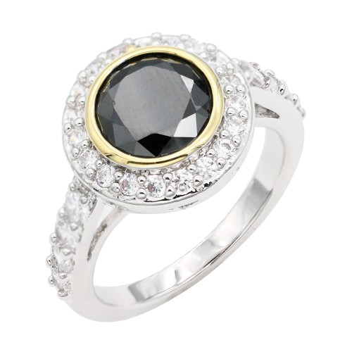 Two-Tone Plated Black CZ Rings. Size 9