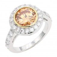Two-Tone Plated Topaz CZ Rings. Size 9