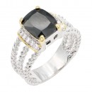 Two-Tone Plated Clear CZ Rings. Size 9