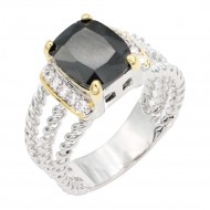 Two-Tone Plated Black CZ Rings. Size 9