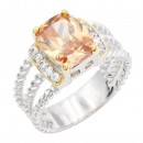 Two-Tone Plated Clear CZ Rings. Size 9