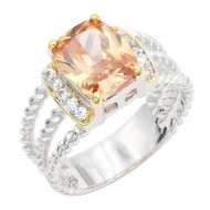 Two-Tone Plated Topaz CZ Rings. Size 9