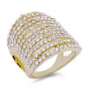Gold Plated 11 Rows Royle Blue Crystal Cocktail Party Ring