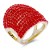 Gold-Plated-11-Line-Red-Crystal-Statement-Cocktail-Ring-Gold Plated Red
