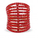 Gold Plated 11 Line Red Crystal Statement Cocktail Ring