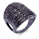 Hematite Tone with 11 Rows of Cubic Ziconia Statement Cocktail Ring