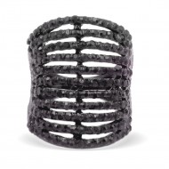 Hematite Tone with 11 Rows of Cubic Ziconia Statement Cocktail Ring