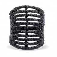 Jet Black Tone with 11 Rows of Cubic Ziconia Statment Cocktail Ring