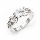 Rhodium Plated with Cubic Zirconia Engagement Sized Rings