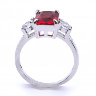 Rhodium Plated With Red Cubic Zirconia  Engagement Rings