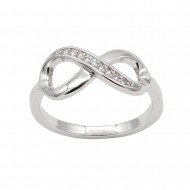 Rhodium Plated with Cubic Zirconia Infinity Rings