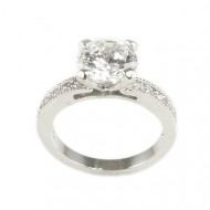 Rhodium Plated with Cubic Zirconia Wedding Sized Rings