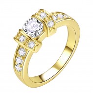 Gold Plated Clear CZ Wedding Statement Ring