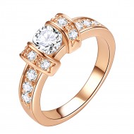 Rose Gold Plated Clear CZ Wedding Engagement Ring