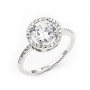 Rhodium Plated Engaegment Ring with Clear CZ