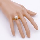 Gold plated Micro Crystal Paved Pearl Statement Ring