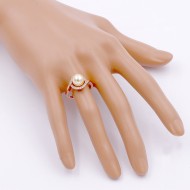 Rose Gold Plated Micro Crystal Paved Pearl Statement Ring