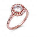 Rose Gold Plated with Clear Cubic Zirconia Wedding Rings