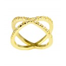 Gold Plated Crossover Rings with CZ