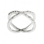 Rhodium Plated Crossover Rings with CZ