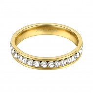 Stainless Steel Gold Plated CZ Eternity Band Engagement Ring