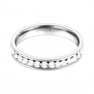 Stainless Steel Rhodium Plated CZ Eternity Band Engagement Ring