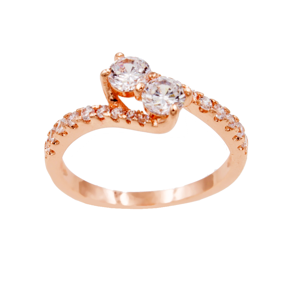  Rose  Gold  Plated Clear Cubic  Zirconia  Engagement  Rings 