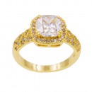 Gold Plated With Clear Cubic Zirconia Wedding Engagement Rings