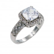 Rhodium Plated With Clear Cubic Zirconia Wedding Engagement Rings