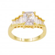 Gold Plated With Clear Cubic Zirconia Wedding Engagement Rings