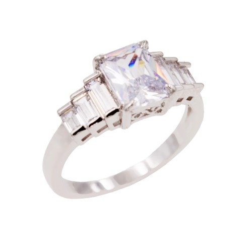 Rhodium Plated With Clear Cubic Zirconia Wedding Engagement Rings Rhodium Plated With Clear Cubic Zirconia Wedding Engagement Rings