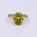 Gold Plated with Lime Green Color Oval Cubic Zirconia Wedding Rings