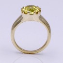 Gold Plated with Lime Green Color Oval Cubic Zirconia Wedding Rings