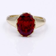 Gold Plated with Ruby Color Oval Cubic Zirconia Wedding Rings