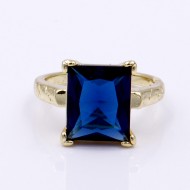Gold Plated With Sapphire Blue Color CZ Cubic Zirconia Wedding Rings