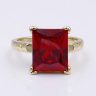Gold Plated with Ruby Red Color Cubic Zirconia Wedding Rings