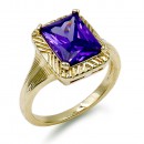 Gold Plated with Purple Color CZ Cubic Zirconia Wedding Rings