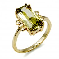 Gold Plated With Apple Green Color Cubic Zirconia Wedding Rings