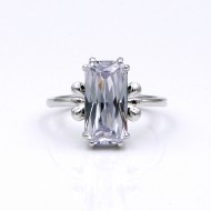 Rhodium Plated with Clear CZ Cubic Zirconia Wedding Rings