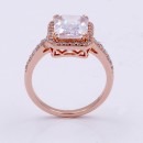 Rose Gold Plated With Clear Radiant Cut CZ Engagement Rings
