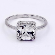 Rhodium Plated Clear Color CZ Ring